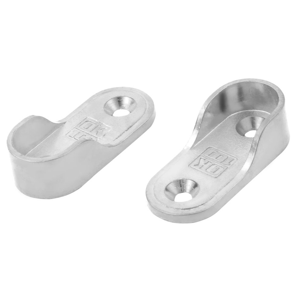 Clothes Closet Rod Pole Bracket Flange Support Hanger Holder Silver