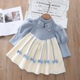 thumbnail image 2 of Vestido de princesa de lana con mangas abullonadas para mujer, otoño e invierno, vestido de cuello redondo de punto para niña pequeña, 2 of 6
