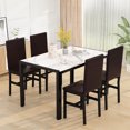 thumbnail image 4 of Stmoze Dining Room Table Set, Modern 5 Pieces Dining Table Sets with Leather Upholstered Chairs for 4, Faux Marble Rectangle Kitchen Table Set for Bar Living Room Breakfast Nook Small Space, White, 4 of 8