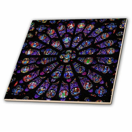 - 3dRose South Rose Window of Notre Dame Cathedral in Paris - Ceramic Tile, 4-inch