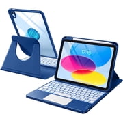 GEAK Compatible With iPad A16 11th 10th Generation Case with Keyboard, 360 Rotation Detachable Case with 7 Colors Backlit Keyboard for iPad A16/10th Gen, with Multi-Touch Trackpad