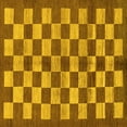 thumbnail image 1 of Ahgly Company Machine Washable Indoor Square Checkered Yellow Modern Area Rugs, 5' Square, 1 of 4