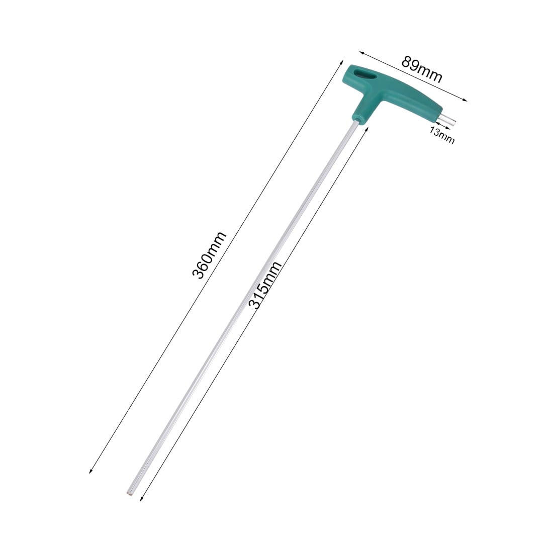 Unique Bargains Metric Long Arm T-Handle Hex Key Wrench with Chrome Finish 14.17" x 3.50"