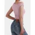 thumbnail image 2 of Womens Summer Off The Shoulder Crop Tops Sleeveless One Shoulder Ruched Asymmetrical Going Out Tank Top, 2 of 4