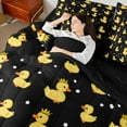 thumbnail image 4 of Manfei Cartoon Duck 7-Piece Twin Bedding Sets,Polka Dots Bedding Comforter Set,Black Yellow Breathable Sheet Sets,Lightweight Animal Room Decorative,Reversible, 4 of 7