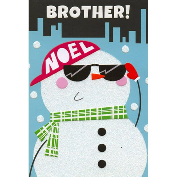 Pictura Snowman with Sunglasses And Cap Brother Christmas Card