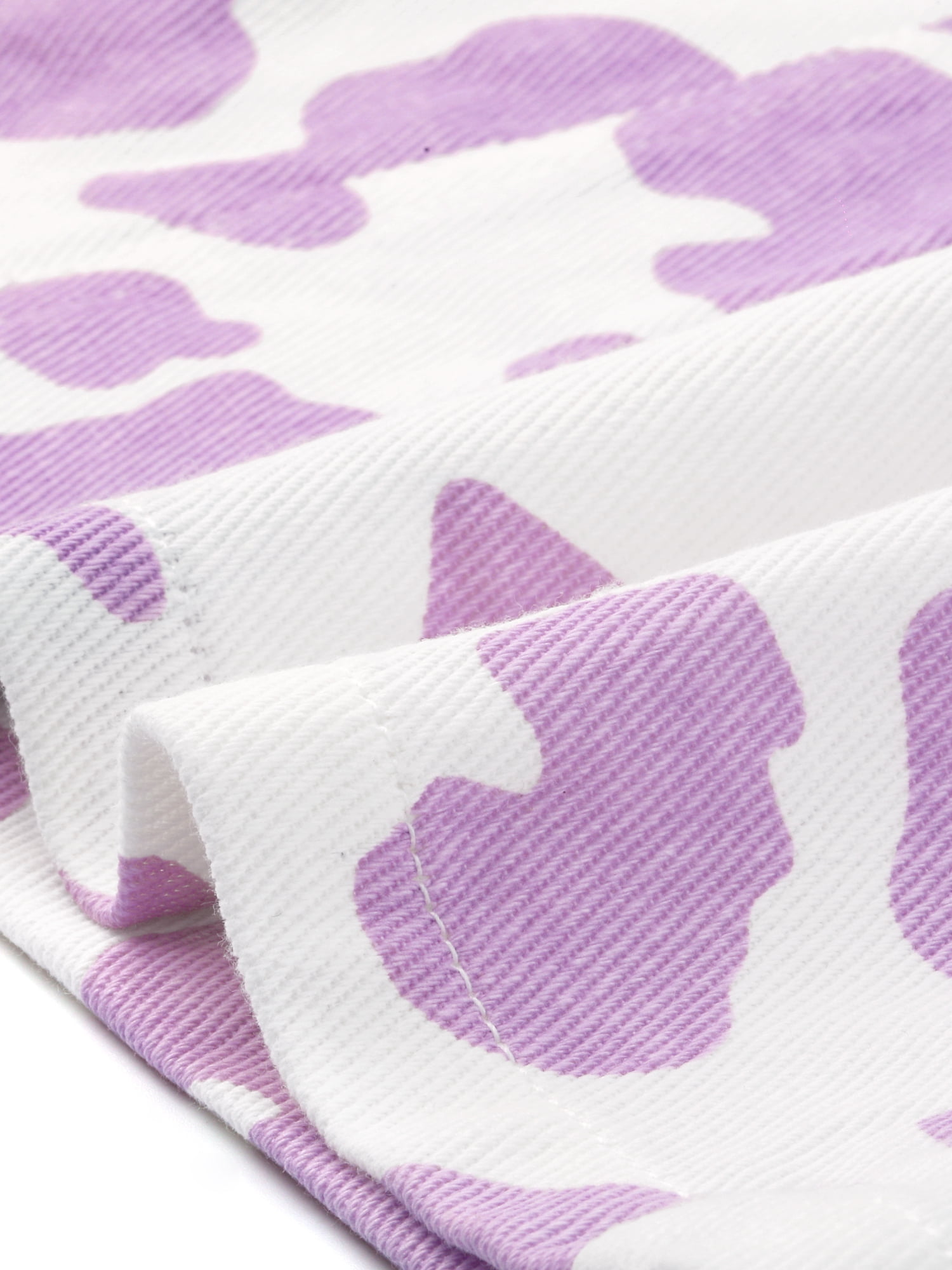 DARING DIVA Women's Casual High Waist Mini Cow Print Skirt L Purple
