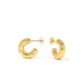 thumbnail image 1 of Pendientes de botón en forma de C con perlas chapadas en oro, pendientes de circonita cúbica transparente vermeil de oro, pendientes de medio aro para mujer, 1 of 5