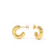 thumbnail image 1 of Pendientes de botón en forma de C con perlas chapadas en oro, pendientes de circonita cúbica transparente vermeil de oro, pendientes de medio aro para mujer, 1 of 5