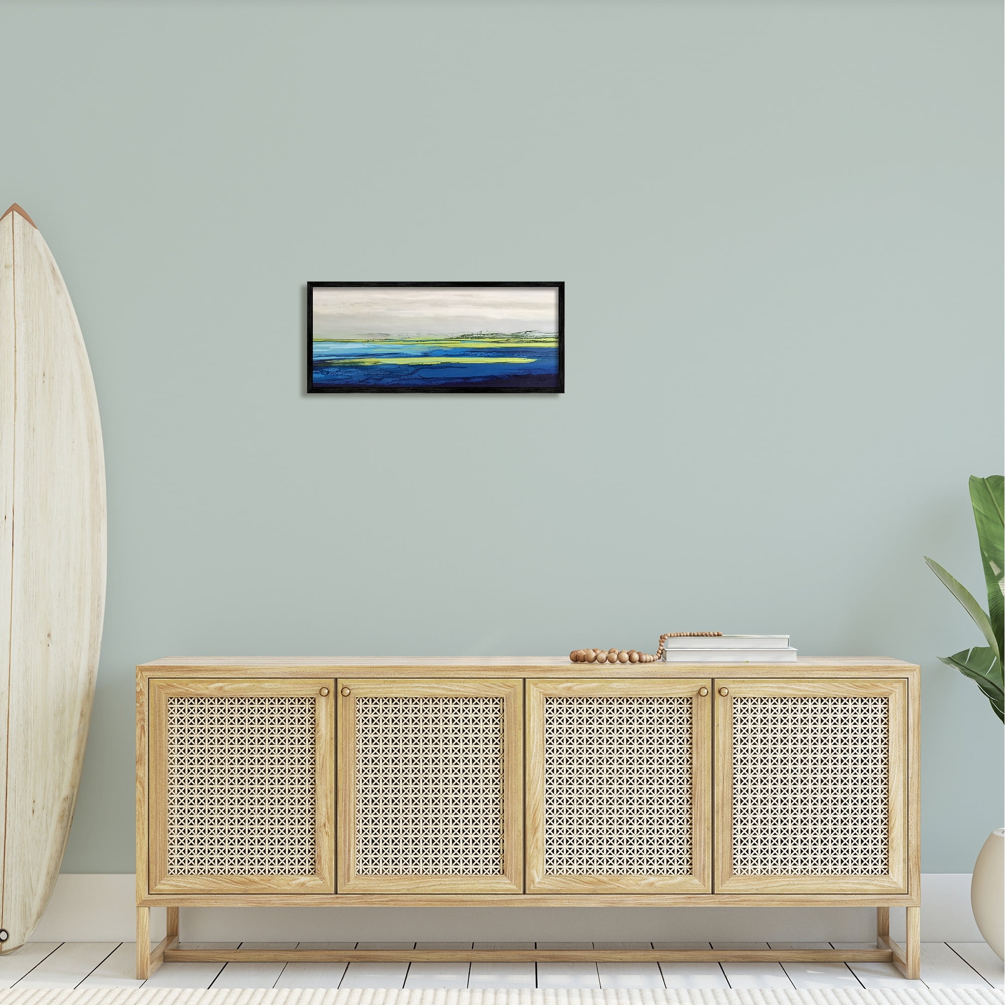 Stupell Industries Abstract Ocean Surface Scene Bold Layered Hues Painting Black Framed Art Print Wall Art, Design by Stacy Gresell