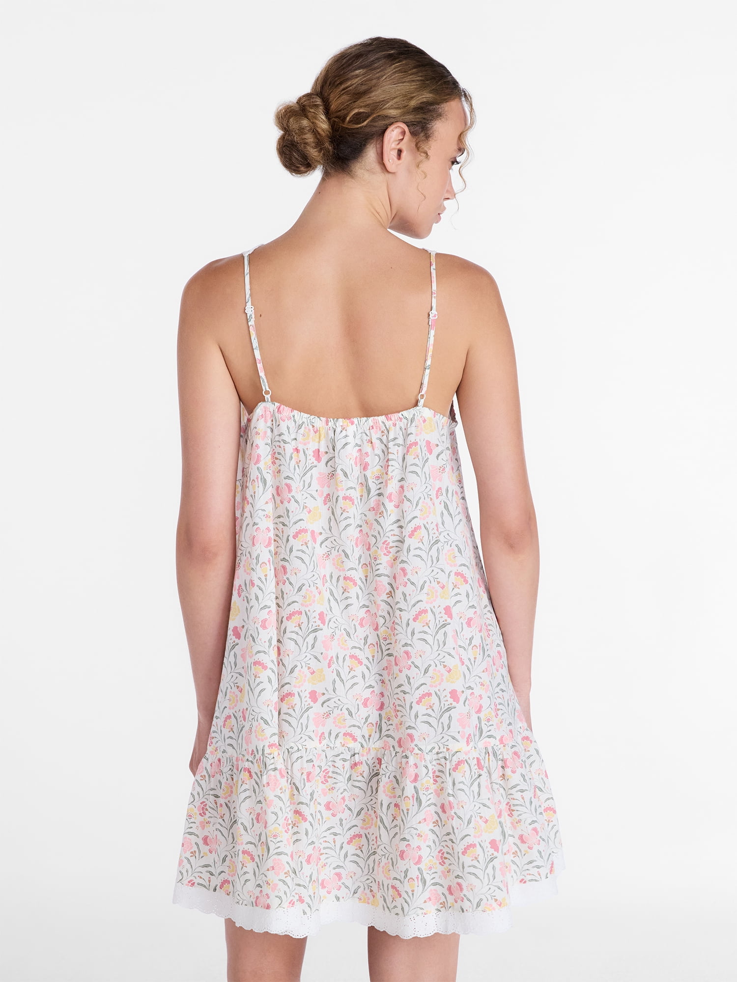 Joyspun Women’s V Neck Woven Sleep Chemise, Sizes XS-3X