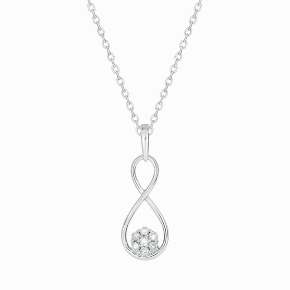 Cali Trove Diamond Floral Infinity Pendant Necklace 1/10 Ct in 925 Sterling Silver Elegant Gift for Women