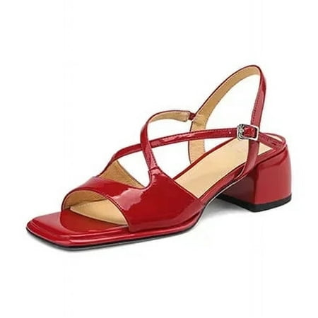 

Summer Sandals Fashion Versatile Light Luxury Sandals Square Toe Chunky Heels Sandals for Women Handmade Women Sandals