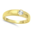 thumbnail image 4 of CHOOSE YOUR COLOR High Polish Gold-Tone Ring .925 Sterling Silver Band White CZ Female Size 7, 4 of 4