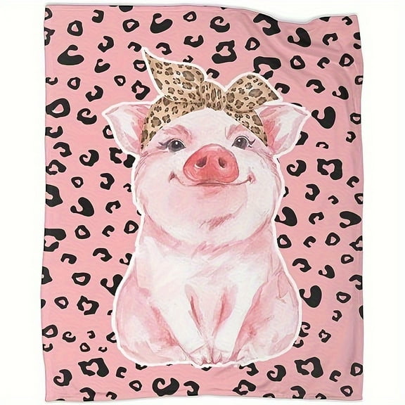 Adorable Pig Pattern Soft Fleece Throw Blanket - Perfect for All Seasons