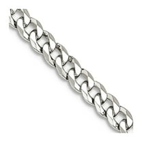 925 Sterling Silver 4mm Beveled Curb Chain Necklace 28 Inch Chain Necklace for Women and Men