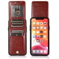 thumbnail image 3 of iPhone 12/12 Pro Case, Leather Wallet Case iPhone 12/12 Pro 6.1", PU Leather Case, Built in Stand Wallet Credit Card Holder Case 5 Card Slots Case For Apple iPhone 12/12 Pro, Brown, 3 of 11