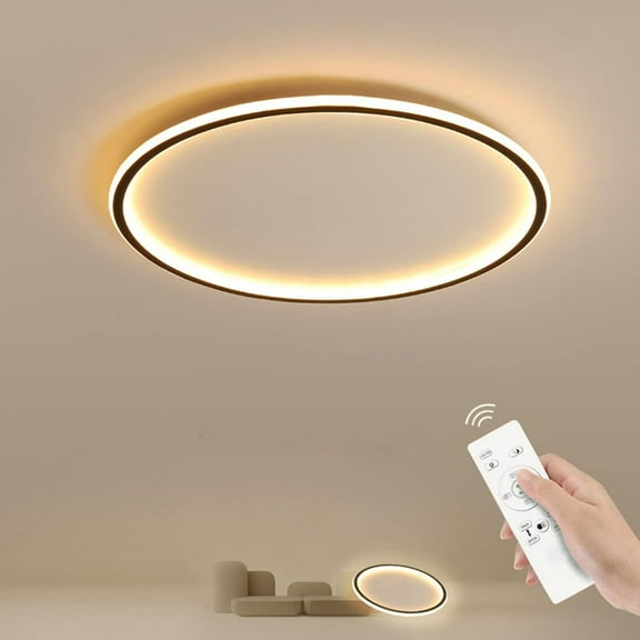 Modern Dimmable Led Flush Mount Ceiling Light Fixture with Remote 45W Round Thin Flat Close to Ceiling Lights for Bedroom Kitchen Dining Room,22 Inch,3000K-6000K 3 Light Color Changeable