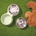 Dog Double Bowl Puppy Food Feeder Stainless Steel Pet Drinking Dish