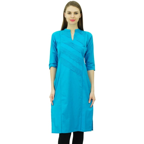 Phagun Women Cotton Straight Pintex Kurti Casual Summer Indian Ethnic Tunic Top