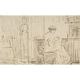 thumbnail image 2 of Charles Samuel Keene 14x11 Black Ornate Wood Framed Double Matted Museum Art Print Titled: Two Nursemaids (1870-1891), 2 of 5