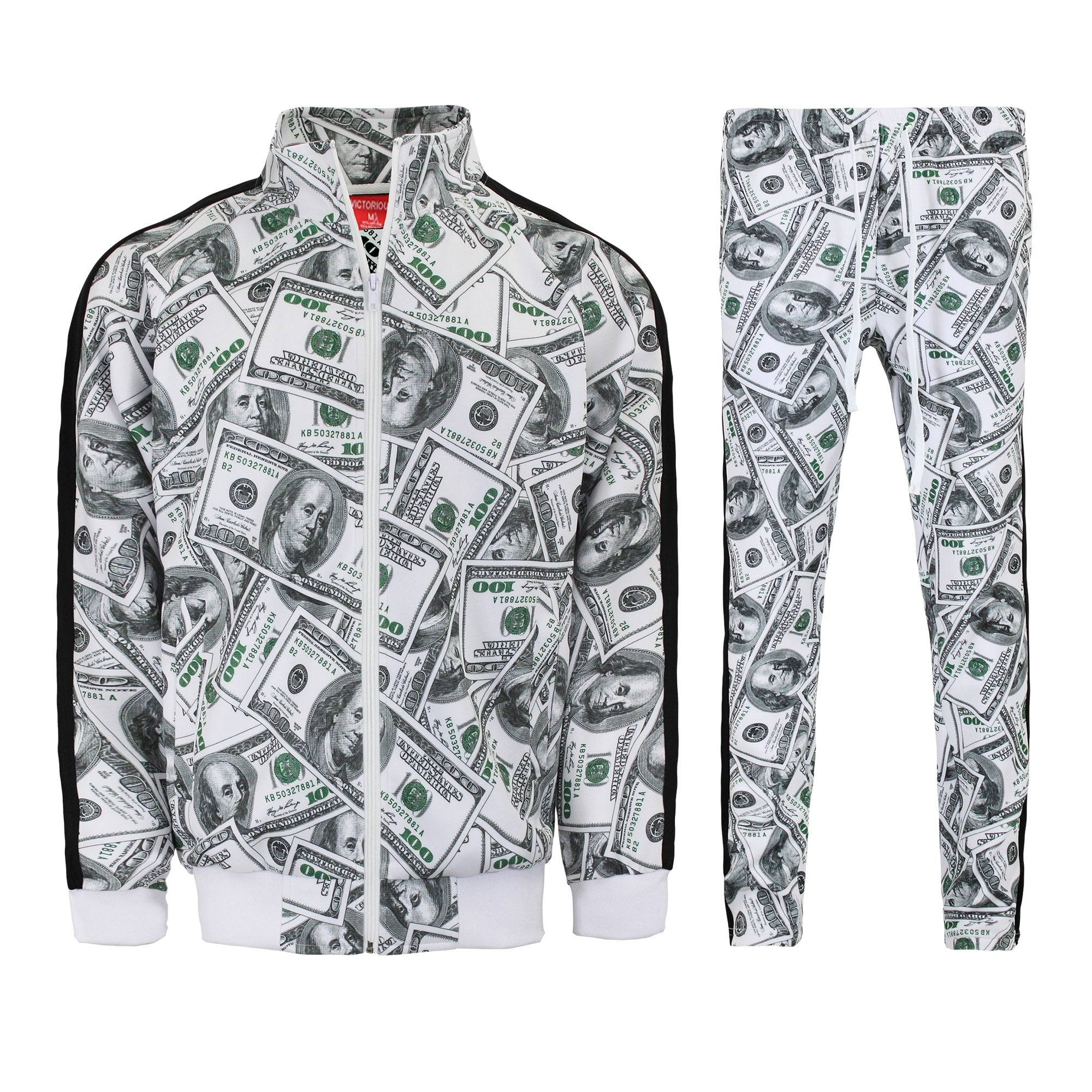Men's Casual Tracksuit 2 Piece Hip Hop Trousers Jacket Sweatsuit Set