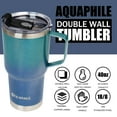 thumbnail image 5 of AQUAPHILE 30oz Tumbler with Handle, Double Walled Insulated Coffee Cup with Leak-proof Lid and Straw, Stainless Steel Travel Mug for Hot or Cold Drinks(Green/Blue), 5 of 5