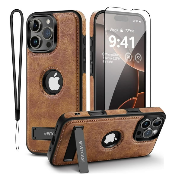 Funda WTCASE de piel magnética con soporte para iPhone 16 Pro Max