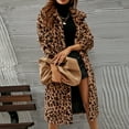 thumbnail image 6 of Odeerbi Faux Furry Coat for Women 2025 Warm Jacket Winter Leopard Turn Down Collar Outerwear Brown, 6 of 9