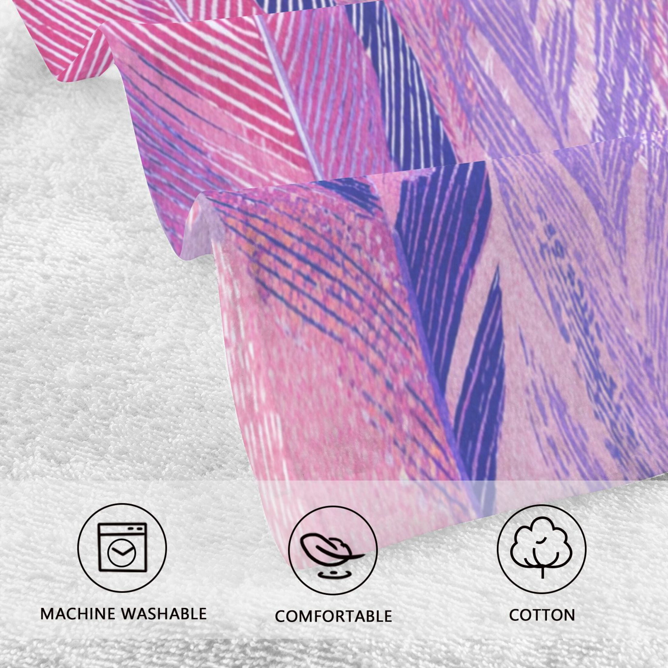 2 Pieces of Cotton Towel Face Towel Set Hand Towel Bath Towel Cotton Bath Towel Sets Magenta Plume Watercolor Strokes