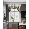 thumbnail image 3 of Gold Black Building Swag Valances for Windows, Small Curtains Drapes, Modern Chic City Oil Painting Kitchen Window Curtains Over Sink Rod Pocket Window Treatment Valance for Bedroom/Bathroom 56"x36", 3 of 5