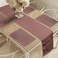 thumbnail image 2 of Ambesonne Retro Table Runner & Placemats, Cutrvy Wavy Lines Dark Tile, Placemat 4 pcs + Runner 16"x90", Burgundy White, 2 of 2