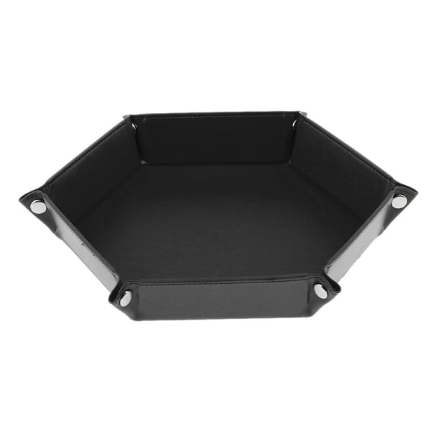 Bandeja hexagonal ados Caja de almacenamiento con soporte para bandeja rodante ados para juegos de RPG DND, interior Negro Baoblaze Bandeja de dados de mazmorras y dragones