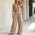 thumbnail image 4 of 2 Piece Outfit Sets for Women Summer Plus Size Trendy 2026 Solid-Color Sleeveless Top Pocket Elastic Waist Pants Outfit Sets, 4 of 7
