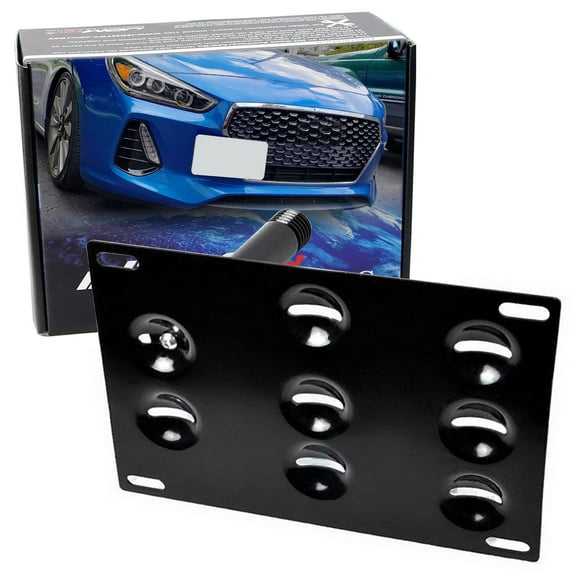 No Drill Front Bumper Tow Hook License Plate Mounting Bracket Adapter Kit For 2017-2019 Hyundai Elantra, 2014-2018 Kia Forte Sedan