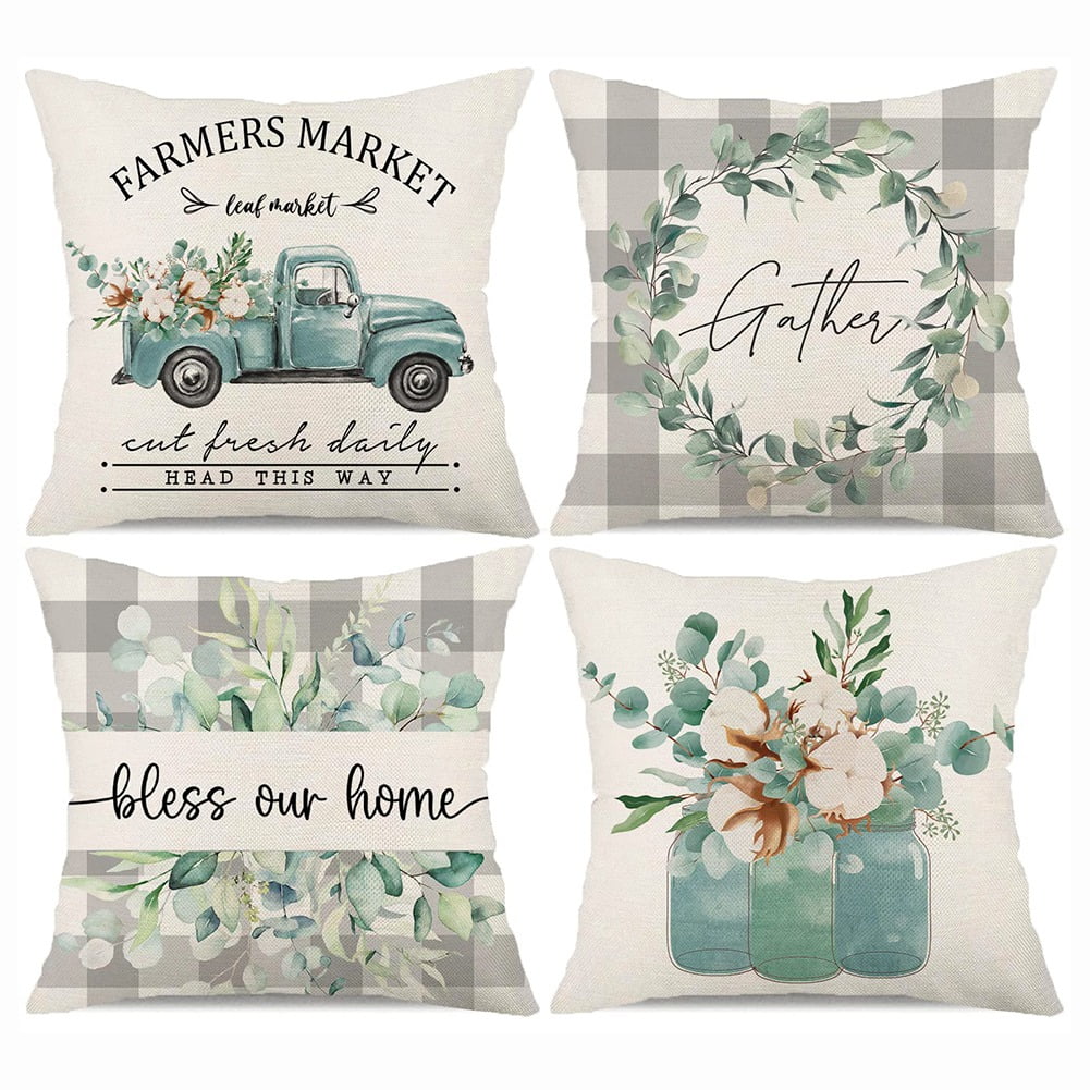 Spring Pillow Covers 18X18 4 Farmhouse Throw Pillow Spring Decorations