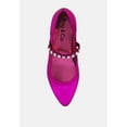 thumbnail image 6 of ALVERNO Metallic Diamante Mary Jane Leather Flats In Fuchsia, 6 of 6