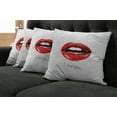 thumbnail image 2 of Ambesonne I Love You Throw Pillow Cover 4 Pack, Seductic Female Lips, 16", Red White Black, 2 of 6