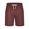 thumbnail image 4 of YLSDY Men's Plain Shorts Drawstring Elastic Waist Shorts with Pockets Summer Casual Stylish Lounge Breathable Lightweight Shorts Wine XL, 4 of 6