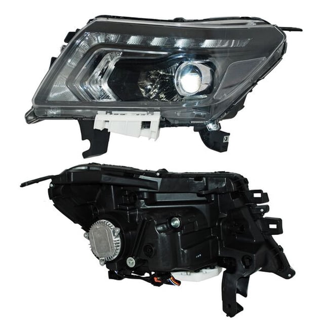 Faro Principal TYC Np300 Frontier 2016 A 2020 Lado Conductor Fondo Negro C/leds