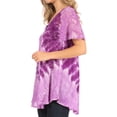 thumbnail image 3 of Sakkas Petra Women's Casual Loose Flared Corset Short Sleeve Lace Blouse Top Tunic - Purple - Plus Size, 3 of 5