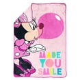 thumbnail image 2 of Minnie Mouse Made You Smile Kids Blanket, 62 x 90, Pink, Disney, 2 of 5