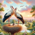 thumbnail image 3 of Ambesonne Birds and Nature Duvet Cover Set, Storks of Romance, Twin, Fern Green Multicolor, 3 of 3
