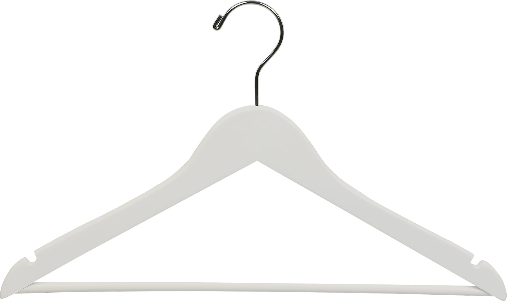 10 White Wooden Coat Hangers Suit Garments Clothes Trouser Hanger Bar Notches 
