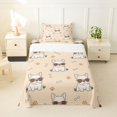 thumbnail image 2 of Manfei Sunglass French Bulldog Twin Sheets, Cute Paw Bone Bedding, Cream Beige, 3-Piece, 1 Flat Sheet, 1 Fitted Sheet and 1 Pillowcase, 2 of 6