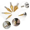 thumbnail image 3 of Step Drill Bit Set, 6 Pcs Titanium High Speed Steel Unibit Drill Bits, Stepped Up Bits & Automatic Center Punch for Sheet Metal, DIY Lovers with Aluminum Case, Total 50 Sizes for Multiple Hole, 3 of 9