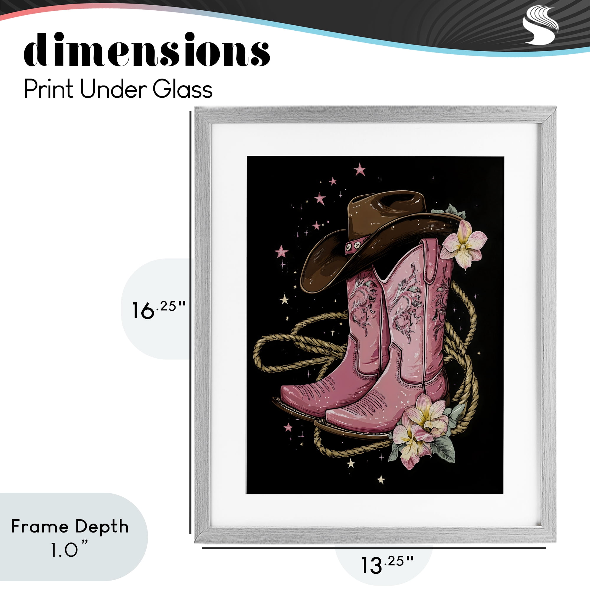 Stupell Industries Western Chic Pink Boots Gray Framed Print Under Glass, design by Creative Studio