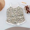 thumbnail image 2 of KPOPLK Toddler Baby Girl Clothes Sumemr Teen Sleeveless Tank Tops Ruffle Halter Shirts Floral Shorts 2 Piece Set Summer Pajamas Outfits(5-6 Years,Orange), 2 of 5