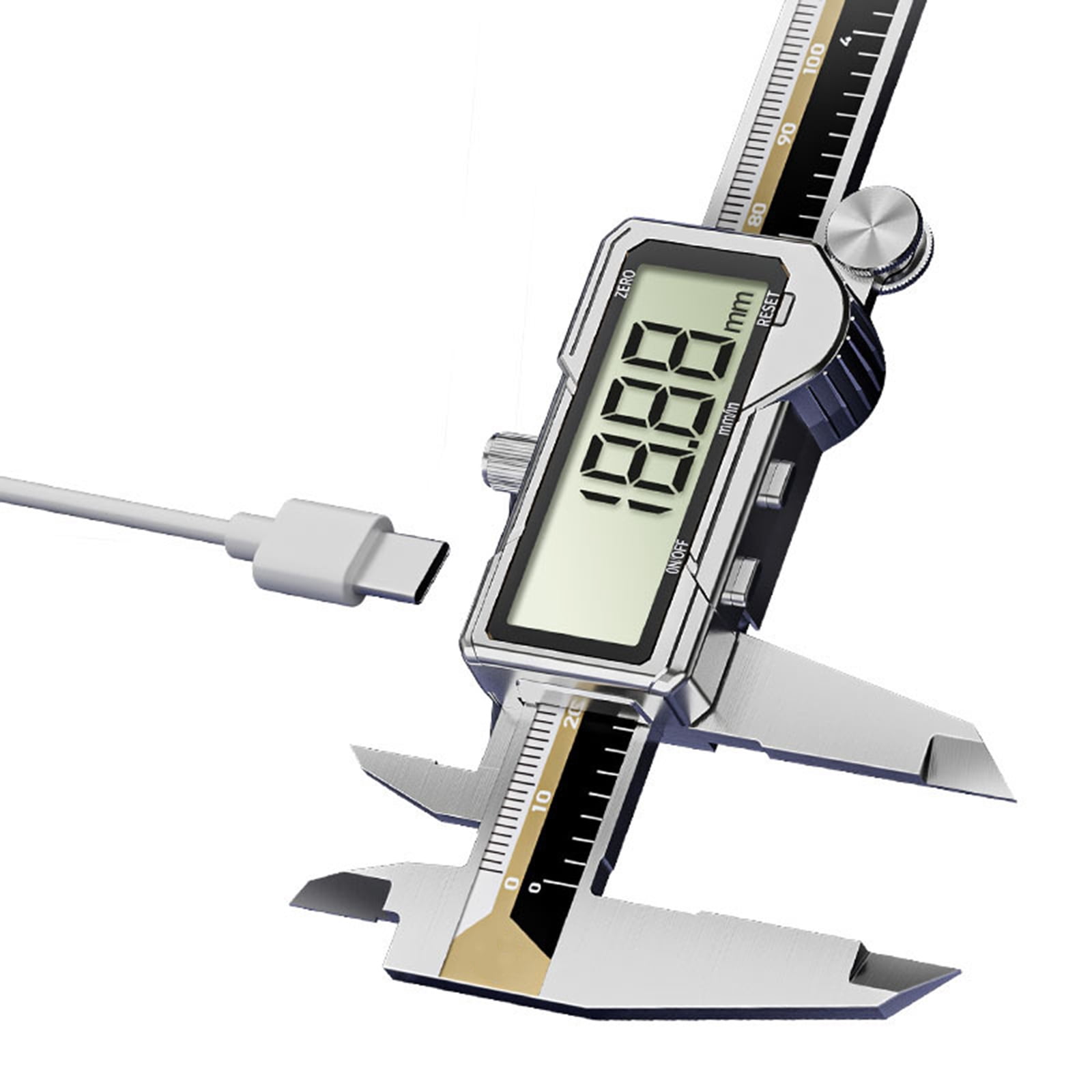 Stainless Steel Digital Caliper 150mm High Precise 0.01mm Rechargeable LCD Display Multifunction Measuring Instrument