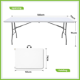 6FT Folding Table Long Foldable Dining Table with Portable Carrying